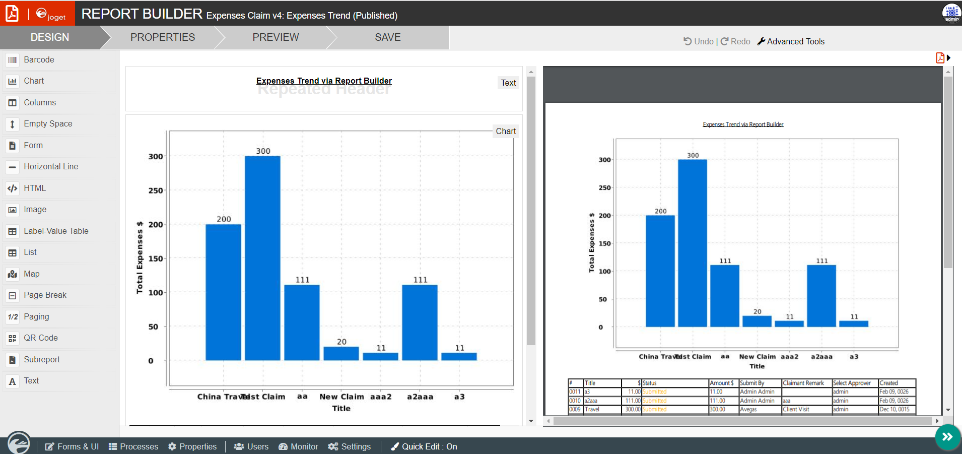 drag and-drop report builder open source